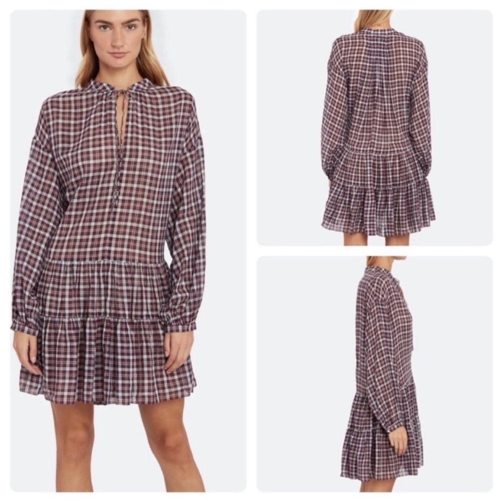 The Great Timber Drop Waist Dress in Mulberry Plaid